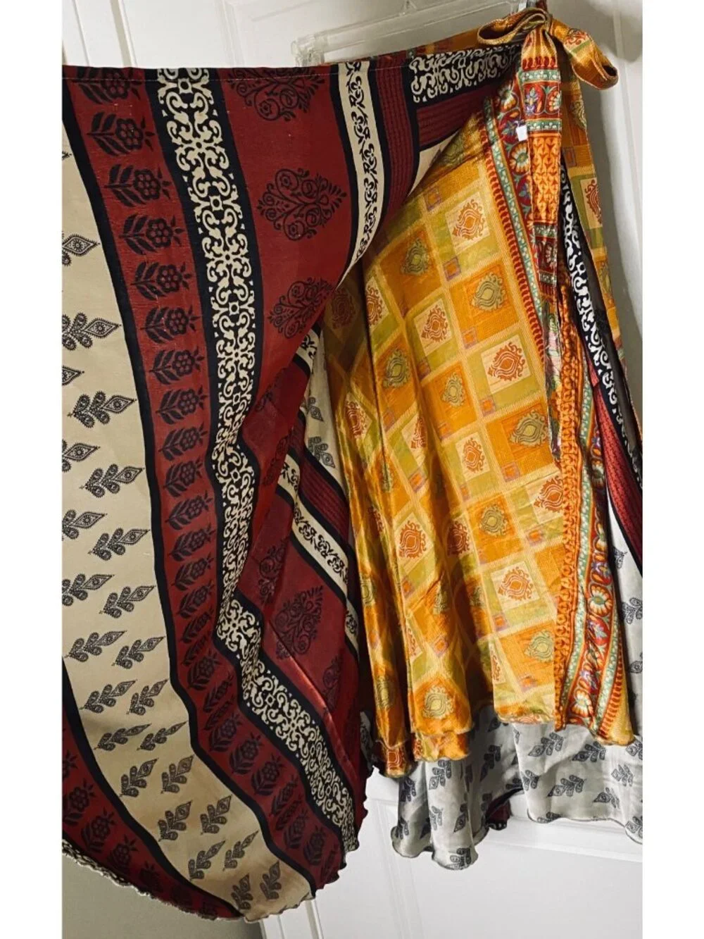 Reversible Sari Silk Magic Wrap Skirt Boho Festival Hippie Handmade India OS